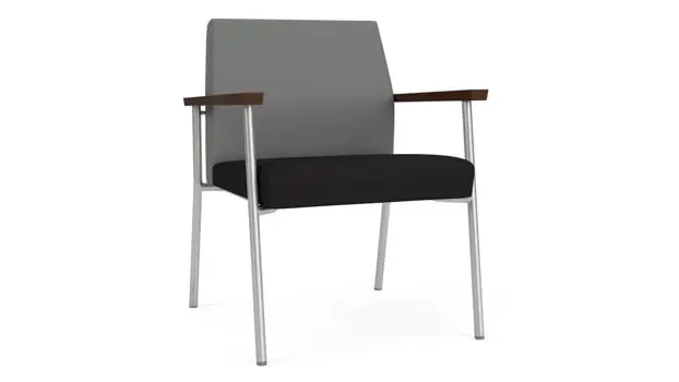 Asteroid Open House Fabric / Black Open House Fabric / Silver Finish / Riftwood Walnut Arm Cap