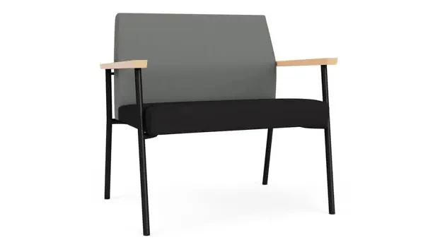 Asteroid Open House Fabric / Black Open House Fabric / Black Steel Finish / Natural Arm Cap