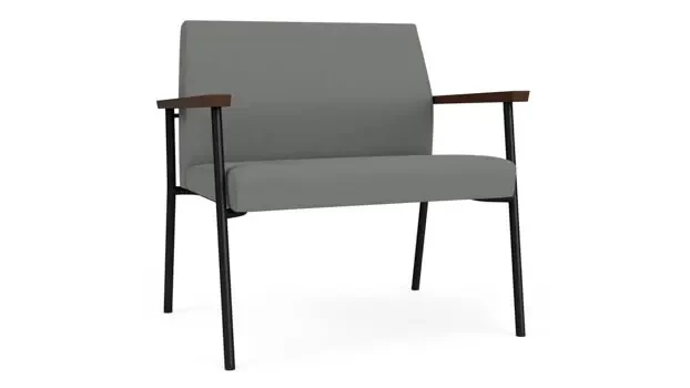 Asteroid Open House Fabric / Black Steel Finish / Riftwood Walnut Armrests