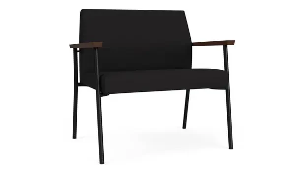 Black Open House Fabric / Black Steel Finish / Riftwood Walnut Armrests