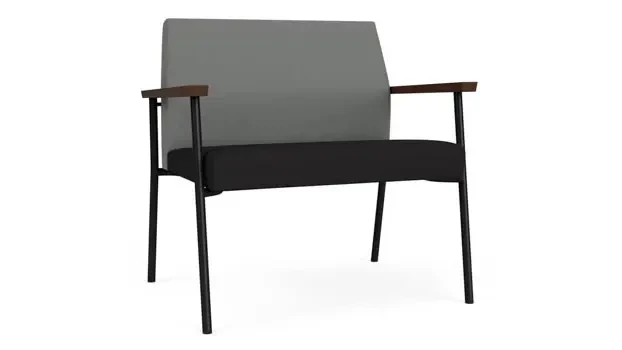 Asteroid Open House Fabric / Black Open House Fabric / Black Steel Finish / Riftwood Walnut Arm Cap