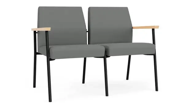 Asteroid Open House Fabric / Black Steel Finish / Natural Maple Armrests