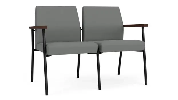 Asteroid Open House Fabric / Black Steel Finish / Riftwood Walnut Armrests