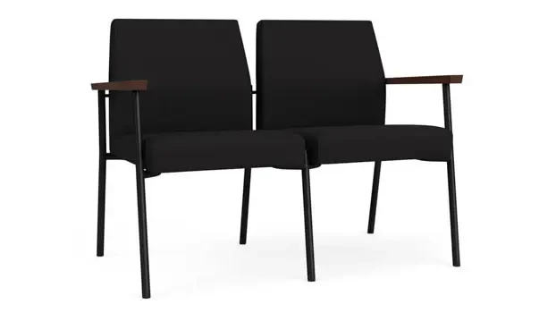 Black Open House Fabric / Black Steel Finish / Riftwood Walnut Armrests