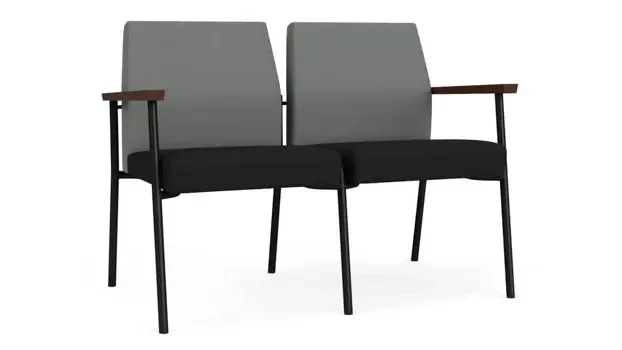 Asteroid Open House Fabric / Black Open House Fabric / Black Steel Finish / Riftwood Walnut Arm Cap