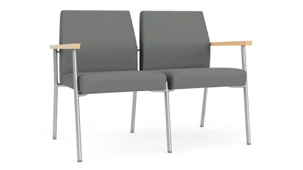 Asteroid Open House Fabric / Silver Finish / Natural Maple Armrests