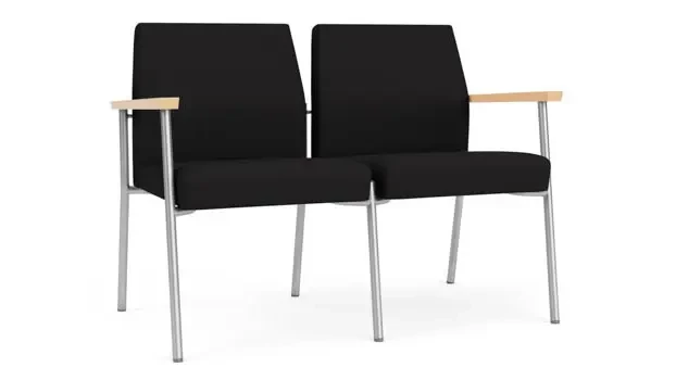 Black Open House Fabric / Silver Finish / Natural Maple Armrests