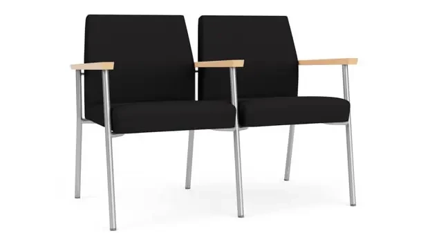 Black Open House Fabric / Silver Finish / Natural Maple Armrests