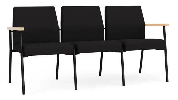 Black Open House Fabric / Black Steel Finish / Natural Maple Armrests
