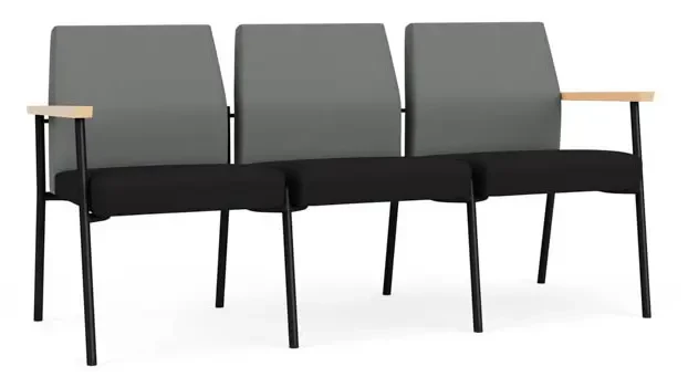 Asteroid Open House Fabric / Black Open House Fabric / Black Steel Finish / Natural Arm Cap