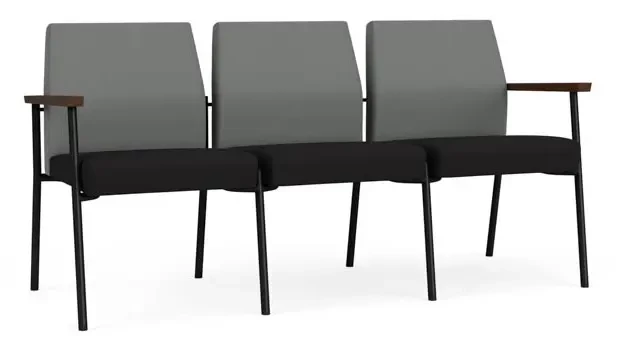 Asteroid Open House Fabric / Black Open House Fabric / Black Steel Finish / Riftwood Walnut Arm Cap