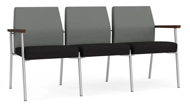 Asteroid Open House Fabric / Black Open House Fabric / Silver Finish / Riftwood Walnut Arm Cap