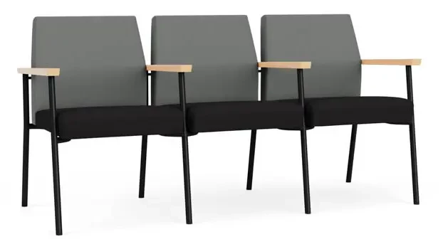 Asteroid Open House Fabric / Black Open House Fabric / Black Steel Finish / Natural Arm Cap