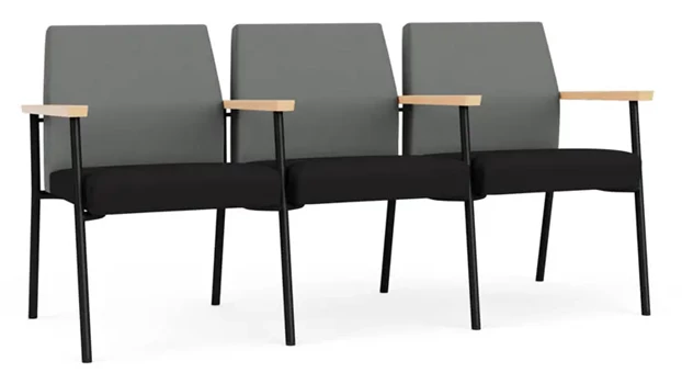 Asteroid Open House Fabric / Black Open House Fabric / Black Steel Finish / Natural Arm Cap