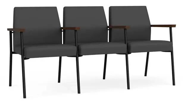 Graphite Dillon Polyurethane / Black Steel Finish / Riftwood Walnut Armrests