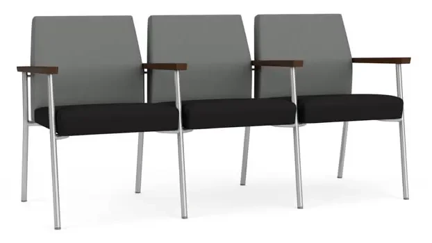 Asteroid Open House Fabric / Black Open House Fabric / Silver Finish / Riftwood Walnut Arm Cap