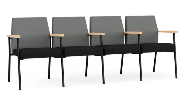 Asteroid Open House Fabric / Black Open House Fabric / Black Steel Finish / Natural Arm Cap