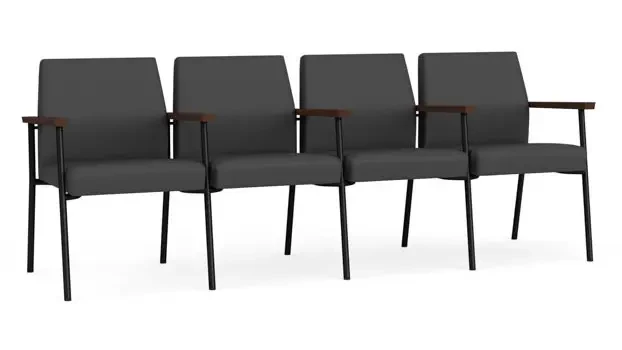 Graphite Dillon Polyurethane / Black Steel Finish / Riftwood Walnut Armrests