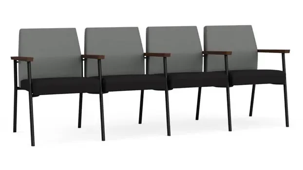 Asteroid Open House Fabric / Black Open House Fabric / Black Steel Finish / Riftwood Walnut Arm Cap