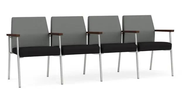 Asteroid Open House Fabric / Black Open House Fabric / Silver Finish / Riftwood Walnut Arm Cap