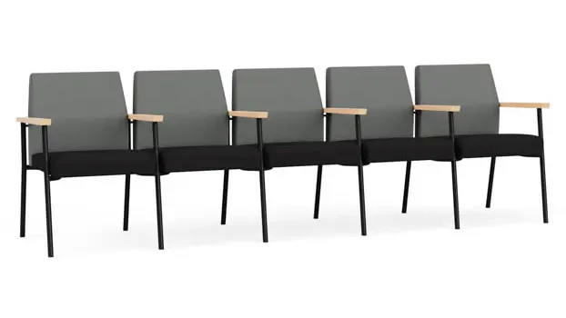 Asteroid Open House Fabric / Black Open House Fabric / Black Steel Finish / Natural Arm Cap