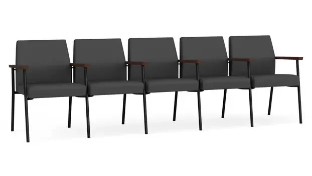 Graphite Dillon Polyurethane / Black Steel Finish / Riftwood Walnut Armrests