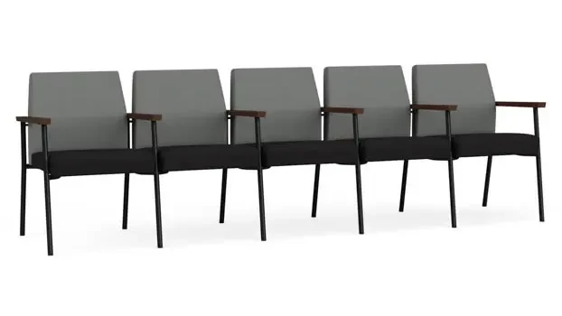 Asteroid Open House Fabric / Black Open House Fabric / Black Steel Finish / Riftwood Walnut Arm Cap