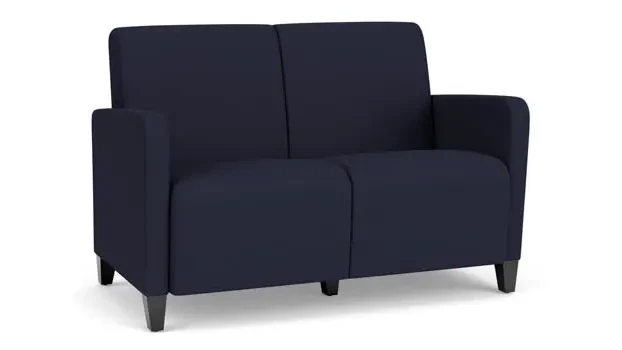 Navy Open House Fabric / Wood Legs, Black