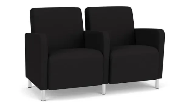 Black Open House Fabric / Steel Legs, Brushed Steel