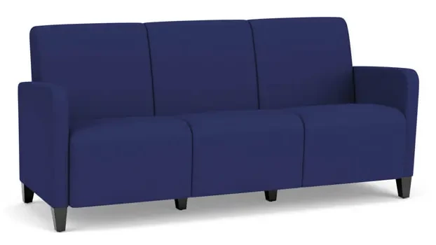 Cobalt Open House Fabric / Wood Legs, Black