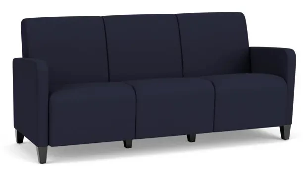 Navy Open House Fabric / Wood Legs, Black