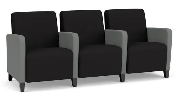 Black Open House Fabric / Asteroid Open House Fabric / Wood Legs, Black