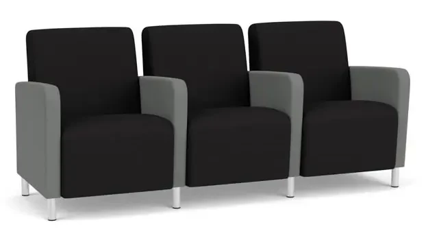 Black Open House Fabric / Asteroid Open House Fabric / Steel Legs, Brushed Steel