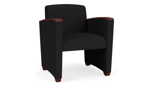 Black Open House Fabric / Wood Legs, Mahogany