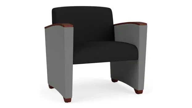 Black Open House Fabric / Asteroid Open House Fabric / Mahogany Armcaps, Legs