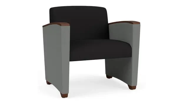 Black Open House Fabric / Asteroid Open House Fabric / Walnut Armcaps, Legs