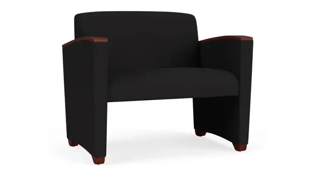 Black Open House Fabric / Wood Legs, Mahogany