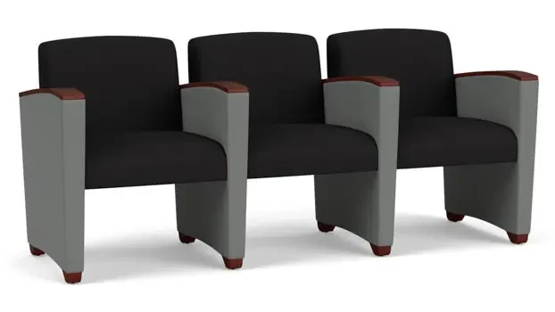 Black Open House Fabric / Asteroid Open House Fabric / Mahogany Armcaps, Legs