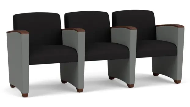 Black Open House Fabric / Asteroid Open House Fabric / Walnut Armcaps, Legs