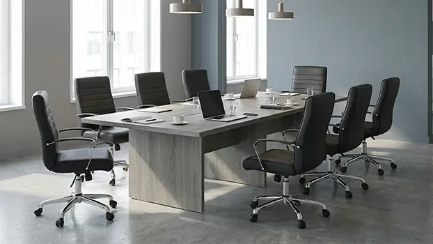 Dove Oak / Black Chairs