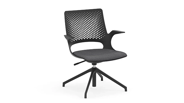 Black Aluminum Base - Grey Fabric Seat (Assembled with Glides)