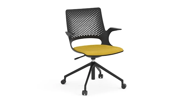 Black Aluminum Base - Mustard Fabric (Caster Assembly)