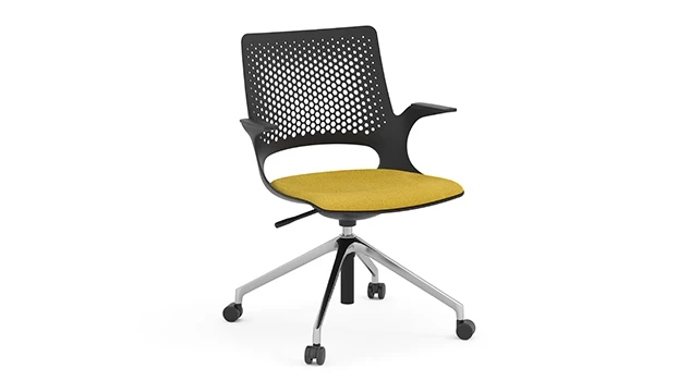 Polished Aluminum Base - Mustard Seat (Caster Assembly)