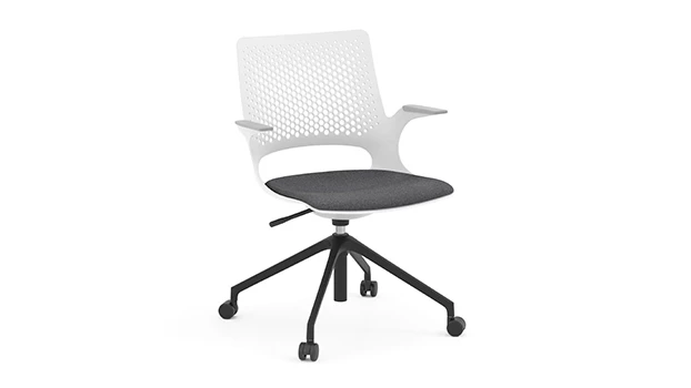 Black Base - Grey Fabric Seat (Caster Assembly)
