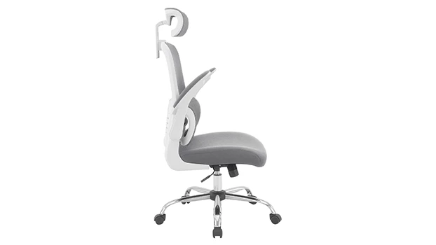 White Frame - Grey Fabric/Mesh - Flip Arms Up