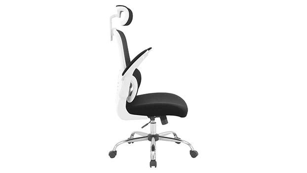 White Frame - Black Fabric/Mesh - Side View - Arms Up