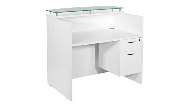 Shown with optional Glass Floating Transaction and Hanging Pedestal