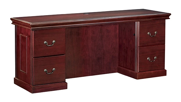 Double Pedestal Wood Veneer Credenza