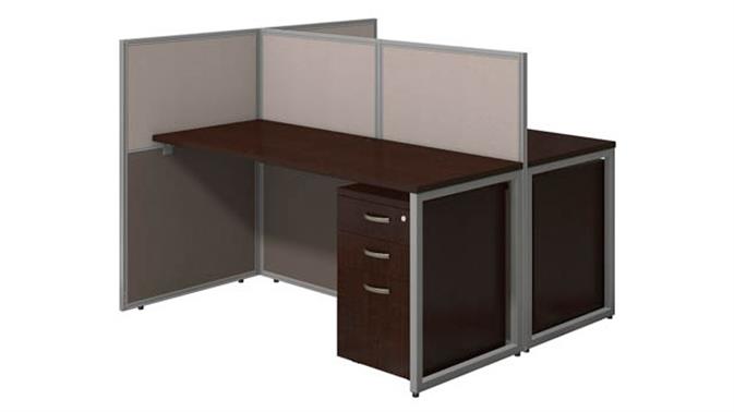 Mocha Cherry Laminate / 2 Tone Gray Fabric Panels