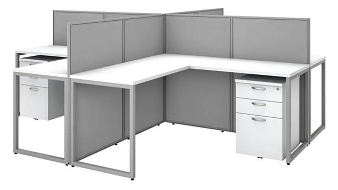 Pure White Laminate / Gray Fabric Panels